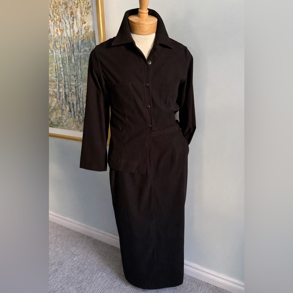 Vintage Y2K / 90s Minimalist Black Skirt Suit Set